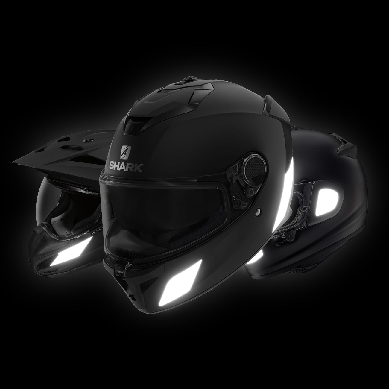 Autocollants réfléchissants noirs Classic Black pour casque moto