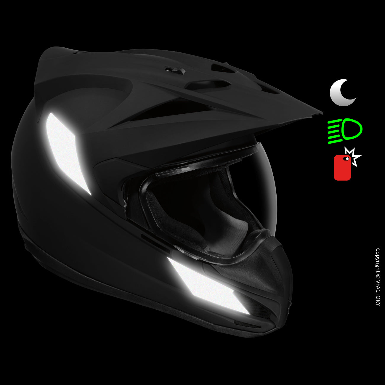 B-OVAL noir réfléchissant 3M™ homologué casque moto