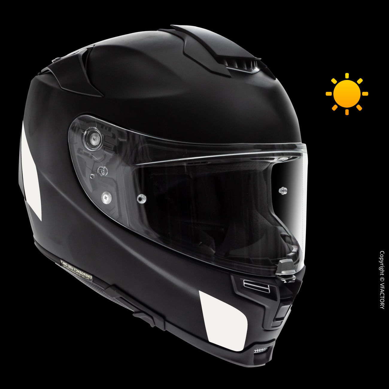 Autocollants réfléchissants noirs pour les casques moto HJC Helmets
