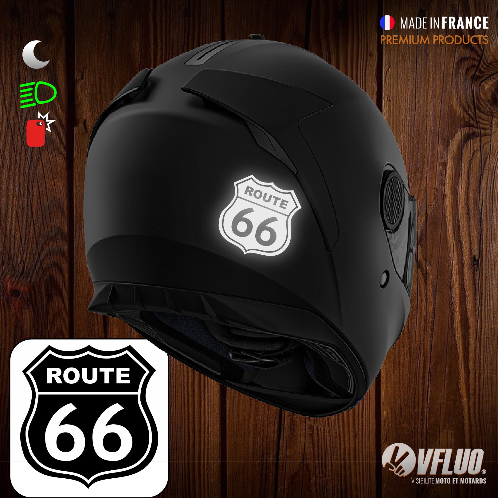 Logo ROUTE 66 rétro réfléchissant - Sticker Reflective Technology™ par ...