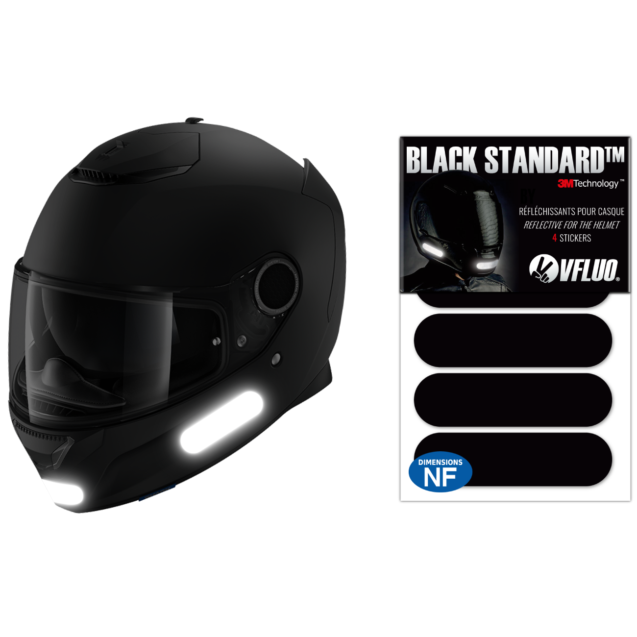 8 Bandes Adhésives Réfléchissantes Pour Casque Et Vélo - Noir 8x2 Cm - Sécurité Nocturne