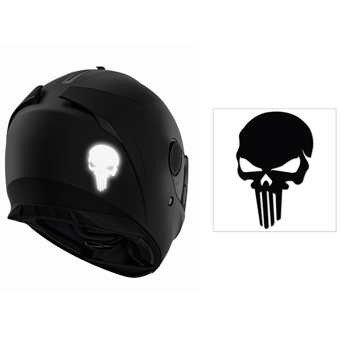 Autocollant Crâne skull tête mort casque moto stickers adhesif