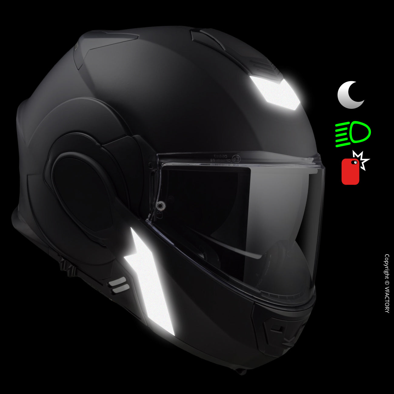 Stickers réfléchissants homologués casque LS2 VALIANT™ 3M™ 🇫🇷 – VFLUO