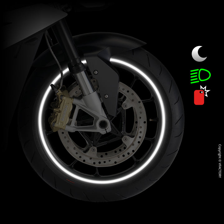 VFLUO GP DESIGN™, Kit bandes jantes moto rétro réfléchissantes (1 roue), 3M Technology™, Liseret largeur normal : 7 mm, Jaune Fluo VFLUO GP DESIGN™, Kit bandes jantes moto rétro réfléchissantes (1 roue), 3M Technology™, Liseret largeur normal : 7 mm, Jaune Fluo