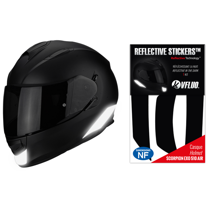Kit 5 Stickers Réfléchissants Repositionnables Pour Casque Scorpion Exo 491 - Technologie 3M, Conformes à La Loi Française - 7