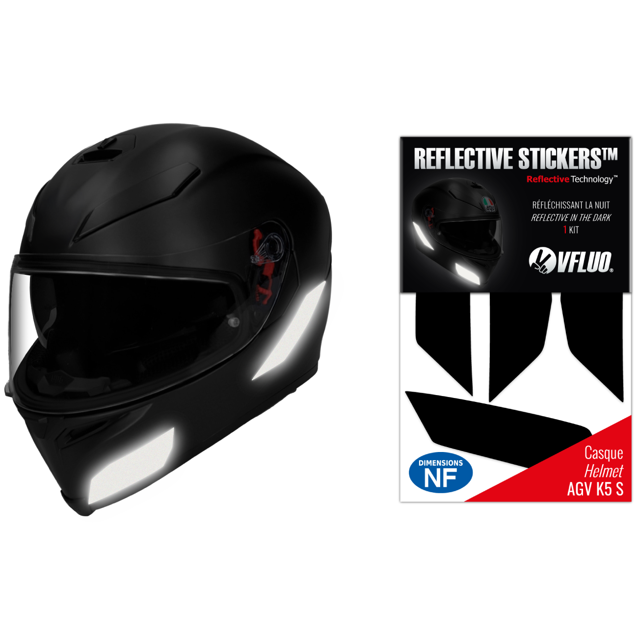 Stickers réfléchissants homologués casque AGV K5 S™ 3M™ 🇫🇷 – VFLUO