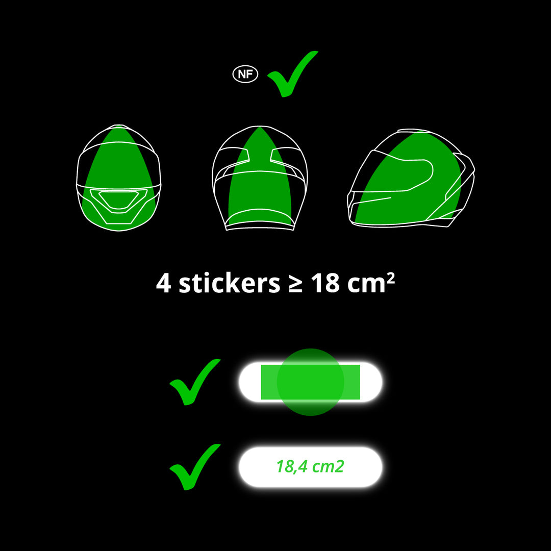 Stickers Réfléchissants Pour Casque Moto - Kit 4 Bandes Homologuées - Visibilité Et Sécurité